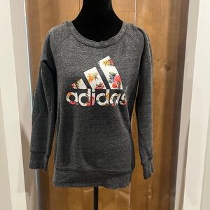 Adidas Women's Charcoal Floral Logo Sweater